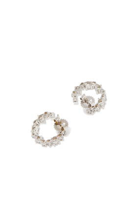 Sideways Spiral Hoop Earrings in 18kt White Gold